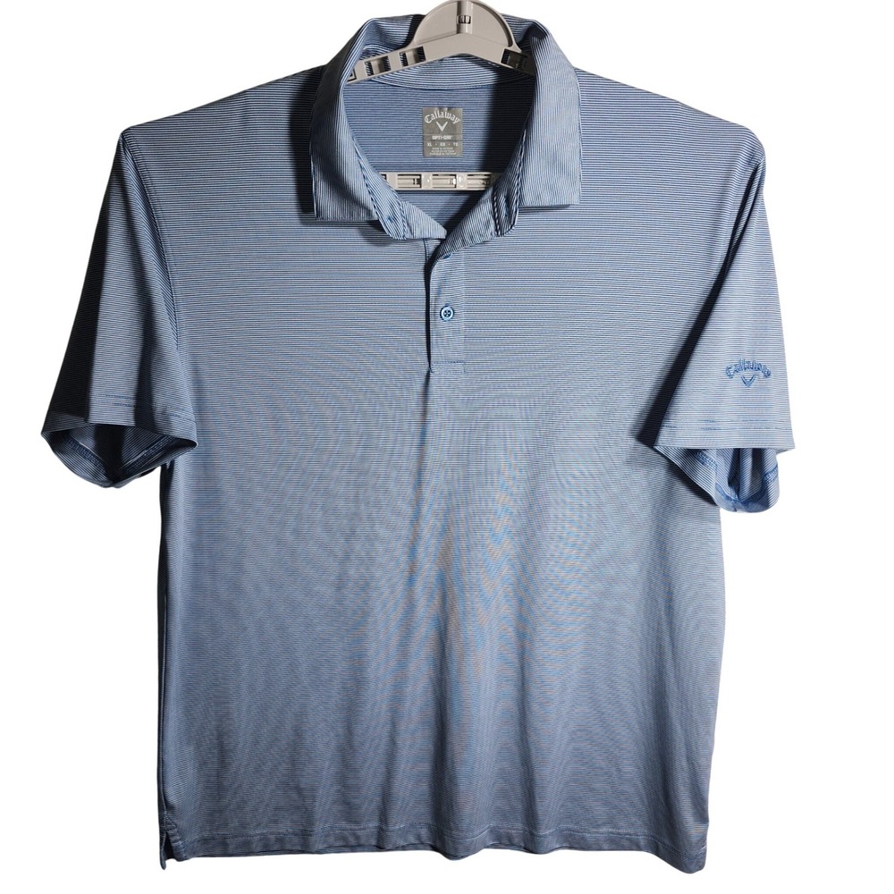 Callaway Opti-Dri Golf Polo Shirt Blue Stripe Short Sleeve XL Men's